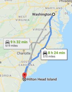 DC to Hilton Head Island South Carolina