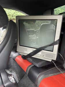 Sony Trinitron TV in the back of a C63